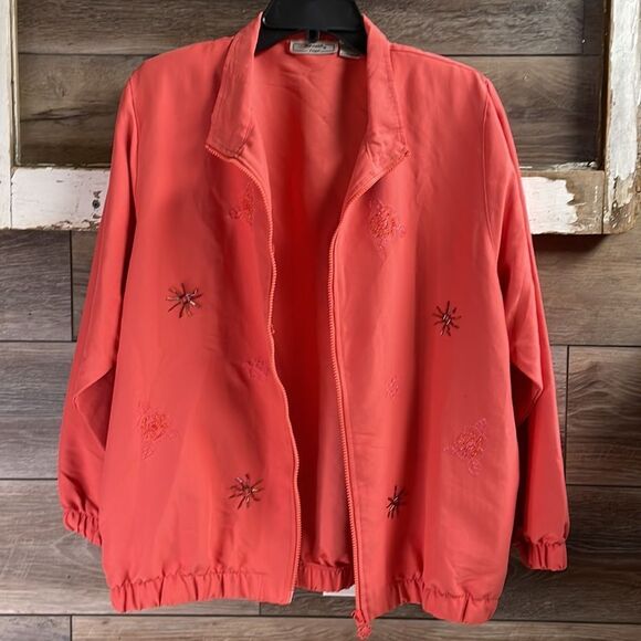 Kenneth Too Ladies Lightweight Zip Up Jacket, Size Medium, Coral - Picture 7 of 9